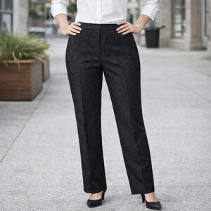Cato Black Dress Pants Womens 14 Swirl Texture Stretch Formal Quiet Elegance